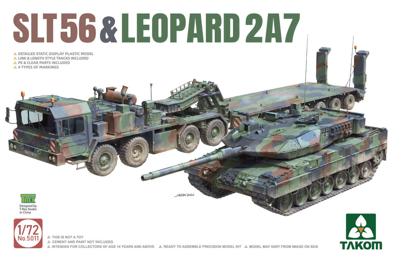 1/72 Takom SLT56 Tank Transporter & Leopard 2A7 Tank (2 Kits) 